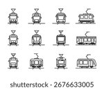 Tram minimal tramway vector line graphic