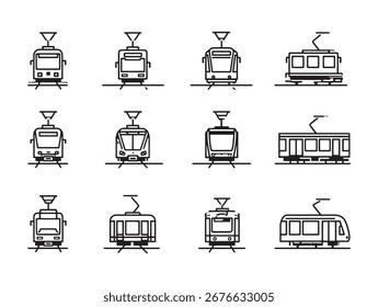 Tram minimal tranvía línea de Vector gráfico