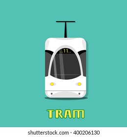Tram Modern City Public Transport Flat Vector Illustration