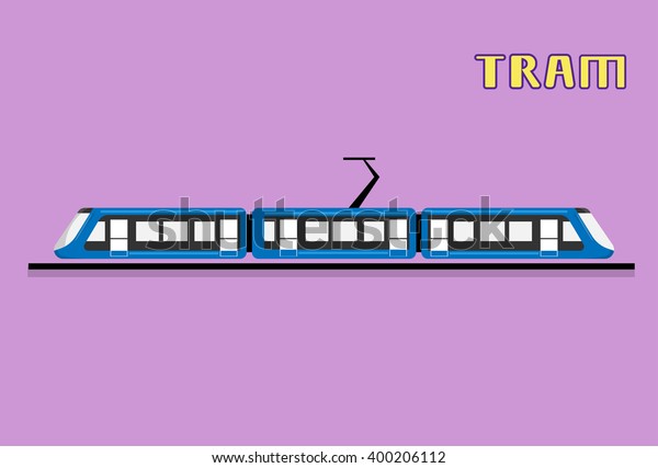 Tram Modern City Public Transport Flat\
Vector Illustration