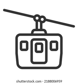Tram on cable car - background, white, web, illustration, symbol, sign, icon, outline