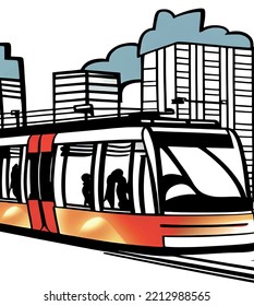 tram passing through the city