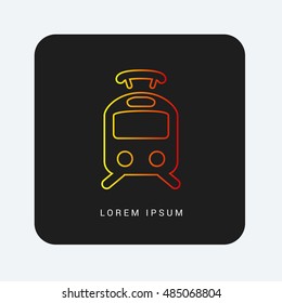 Tram Red & Orange gradient attractive line thin icon / logo design