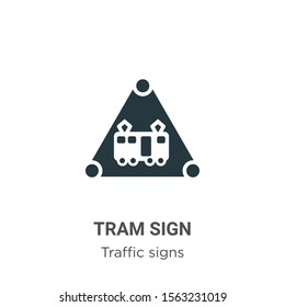 Tram sign vector icon on white background. Flat vector tram sign icon symbol sign from modern traffic signs collection for mobile concept and web apps design.