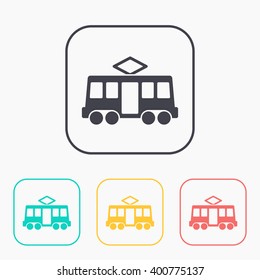 tram stop vector color icon set 