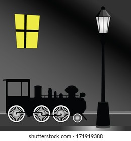 tram with street light color vector illustration