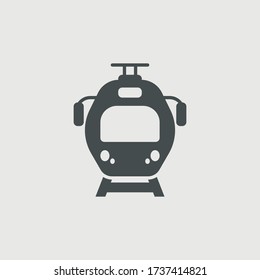 Tram train front view vector icon illustration sign