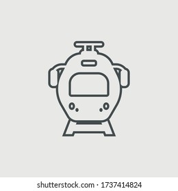 Tram train front view vector icon illustration sign