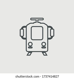 Señal de la ilustración del icono del vector del tren de tranvía