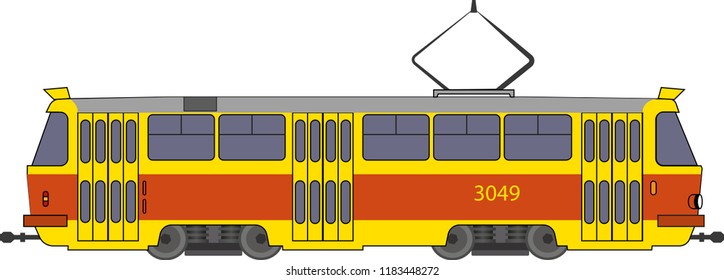 tram,  tramway, transport,  vehicle,  vehicle, vector, illustration, T3