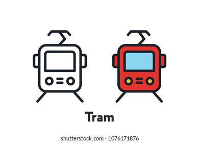Tram Transport Front View Minimal Color Flat Line Outline Stroke Icon