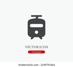 Tram vector icon. Symbol in Line Art Style for Design, Presentation, Website or Mobile Apps Elements, Logo. Tram symbol illustration. Pixel vector graphics - Vector.