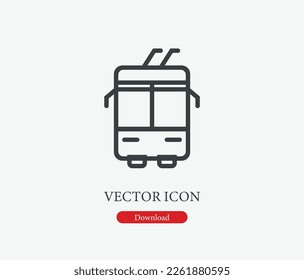 Tram vector icon. Symbol in Line Art Style for Design, Presentation, Website or Mobile Apps Elements, Logo. Tram symbol illustration. Pixel vector graphics - Vector