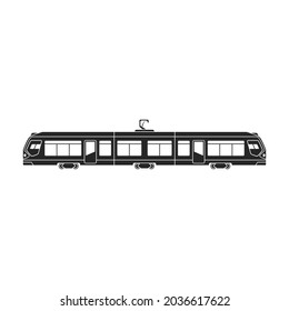 Tram vector icon.Black vector icon isolated on white background tram.