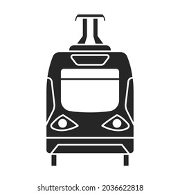 Icono vector de tranvía.Icono vector negro aislado en el tranvía de fondo blanco.
