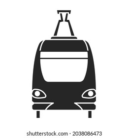 Icono vector de tranvía.Icono vector negro aislado en el tranvía de fondo blanco.