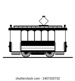 tram vector illustration in black color