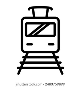 Tram Vector Line Icon Design