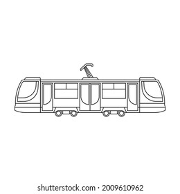 Tram vector outline icon. Vector illustration train on white background. Isolated outline illustration icon of tram .