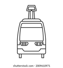 Straßenbahn-Vektorsymbol. Vektorgrafik-Zug auf weißem Hintergrund. Einziger Umriss-Symbol für Straßenbahn .