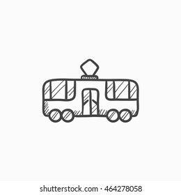 Tram vector sketch icon isolated on background. Hand drawn Tram icon. Tram sketch icon for infographic, website or app.