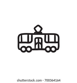 Tram vector sketch icon isolated on background. Hand drawn Tram icon. Tram sketch icon for infographic, website or app.