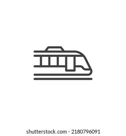 Tram vehicle line icon. linear style sign for mobile concept and web design. Tramway train outline vector icon. Symbol, logo illustration. Vector graphics