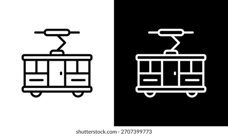 Tram White Icon Set Design
