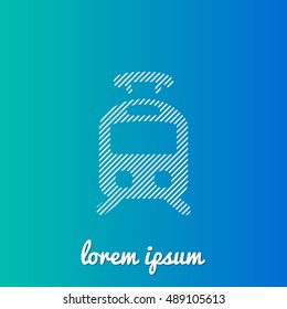 Tram White stroke fill with blue and green gradient background Icon / Logo Design