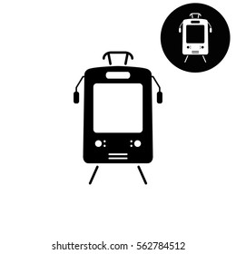 Tram  - white vector icon