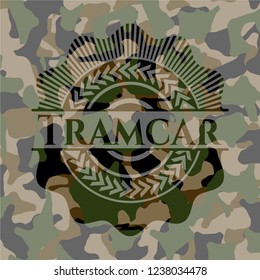 Tramcar on camouflage pattern