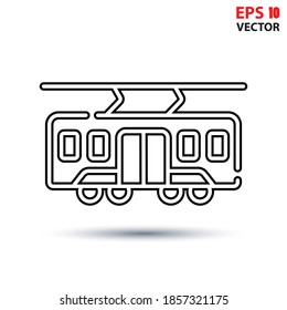 Tramcar vector design with editable stroke. Vehicles and transport icon. Eps 10 vector illustration.