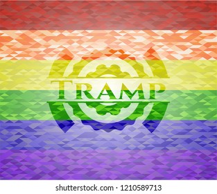 Tramp emblem on mosaic background with the colors of the LGBT flag