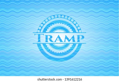 Tramp light blue water wave emblem background. Vector Illustration. Detailed.