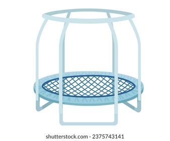 Trampoline bounce platform for children with safety cage vector illustration isolated on white background