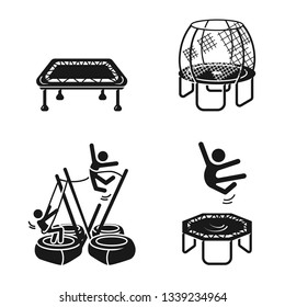 Trampoline bungee icons set. Simple set of trampoline bungee vector icons for web design on white background