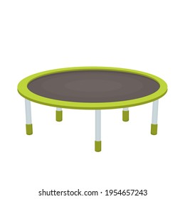 Trampoline in flat cartoon style isolated on white background. Activity for children and adults for fun indoor or outdoor fitness jumping