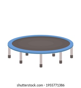 Trampoline in flat cartoon style isolated on white background. Activity for children and adults for fun indoor or outdoor fitness jumping