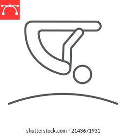 Trampoline gymnastics line icon, sport and training, Trampoline gymnastics vector icon, vector graphics, editable stroke outline sign, eps 10.