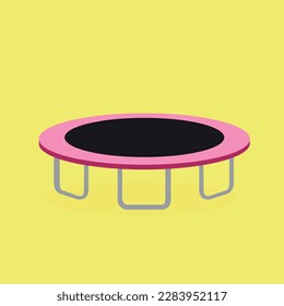 Trampolin-Symbol im flachen Stil. Springendes Trampolin, Vektorgrafik auf gelbem Hintergrund.