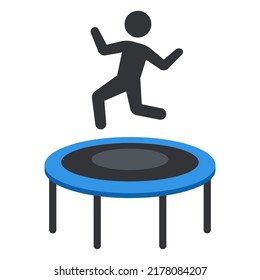 trampoline icon with jumping person. flat vector illustration.