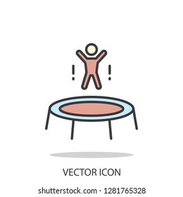trampoline icon, line sign - vector illustration eps10