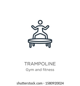 Trampoline icon. Thin linear trampoline outline icon isolated on white background from gym and fitness collection. Line vector sign, symbol for web and mobile