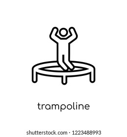 trampoline icon. Trendy modern flat linear vector trampoline icon on white background from thin line Circus collection, outline vector illustration
