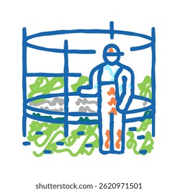 trampolim instalação ícone doodle esboço vetor. trampolim instalação sinal. símbolo isolado ilustração