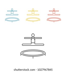 Trampoline jumping line icon