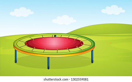 Un trampolín en la ilustración del patio de recreo