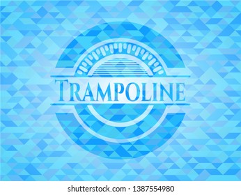 Trampoline realistic sky blue mosaic emblem