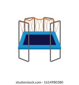 Trampoline or springboard in amusement park or play zone, playground, flat cartoon vector illustration isolated on white background. Children attraction for jumping.