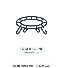 trampoline thin line icon. park, exercise linear icons from gym and fitness concept isolated outline sign. Vector illustration symbol element for web design and apps.
